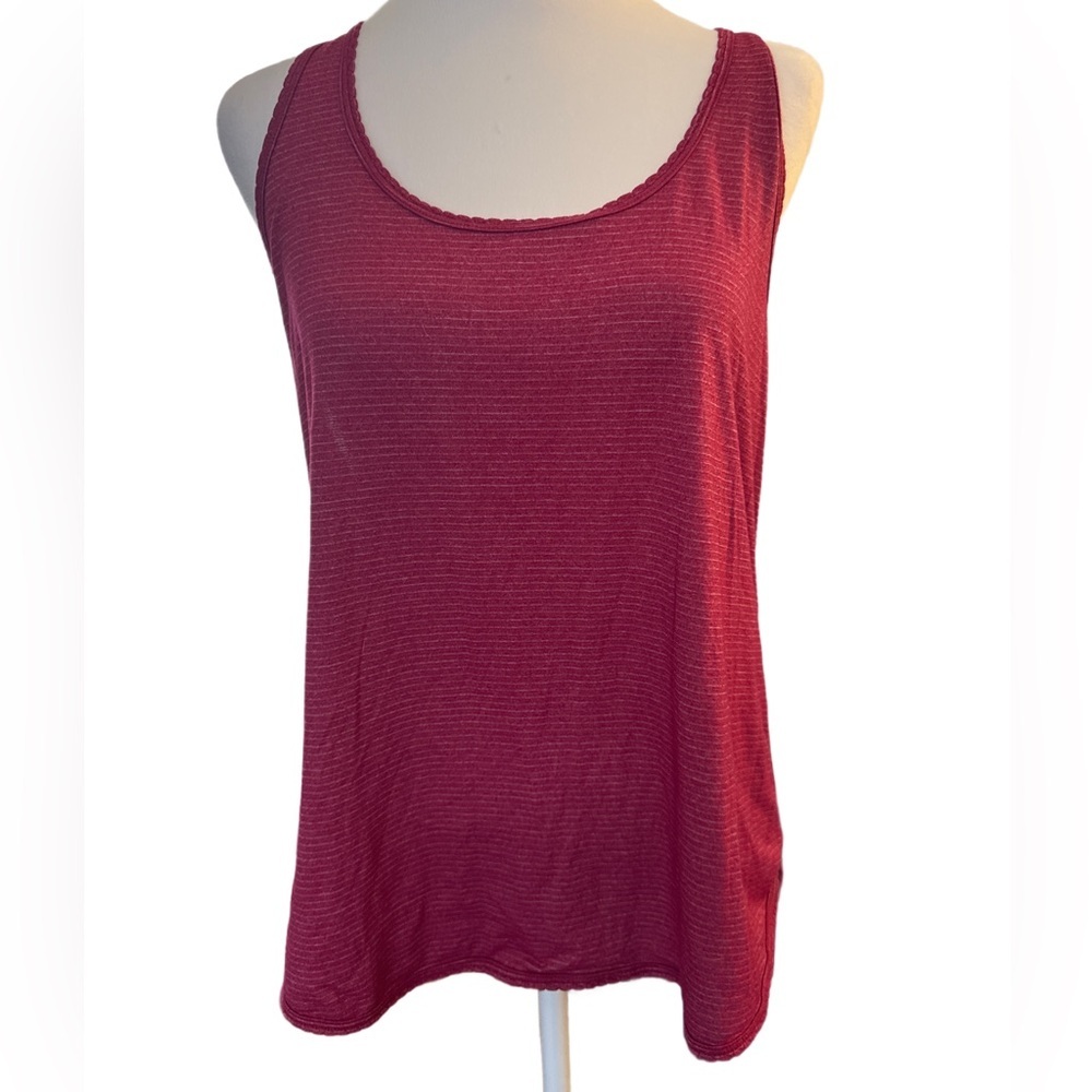 Lululemon Striped Maroon Cotton Racerback Tank 12